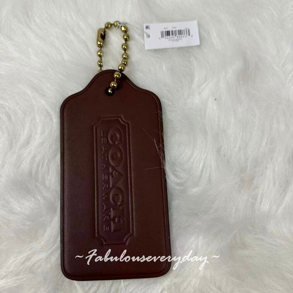 Coach X Hangtag Bag Charm In Leather/Maple CBR57 NWT - Picture 3 of 6
